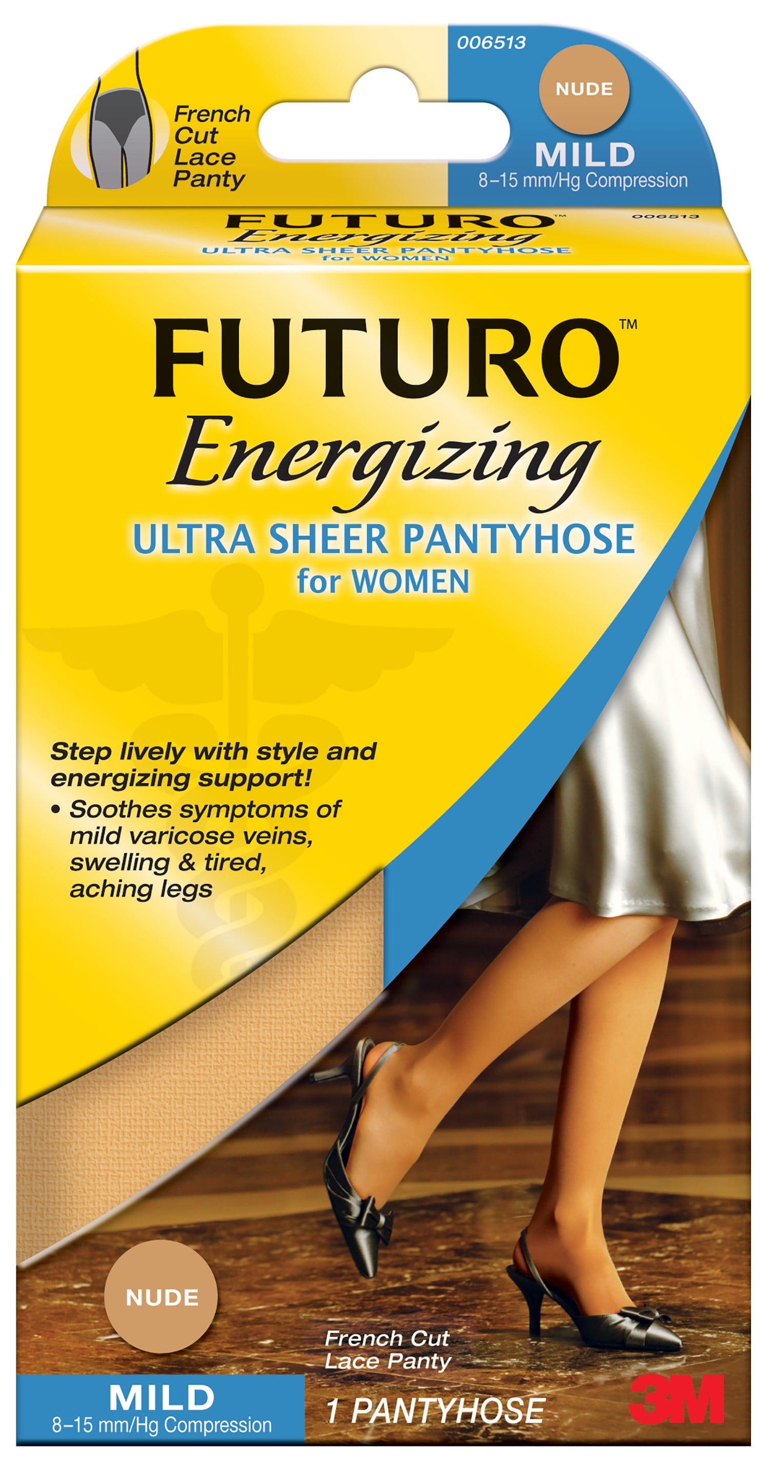 Futuro beyond support pantyhose mild plus black Woman with a shaved head